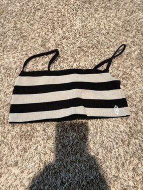 Free People Black & Cream Striped Bandeau Cami